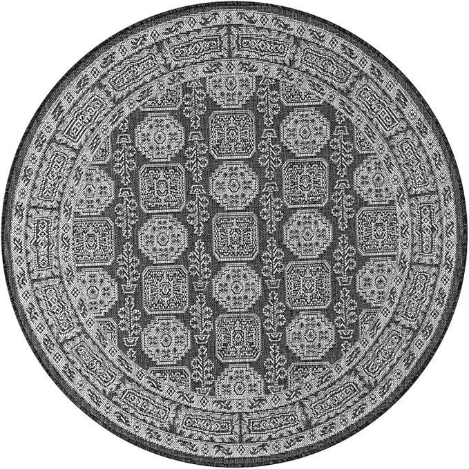 Keen Home Design Terrace Outdoor Round Rug - 8ft Round Washable Indoor/Outdoor Rug for Patio, Kitchen, Balcony, Beach, Garden, Deck and Porch, Size: 7'7" Round-Ruum Studio Home