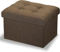 LINMAGCO Ottoman Storage Ottoman with Storage Small Foot Rest Stool Under Desk Stool Short Folding Footrest Linen Cloth Brown 16X12X12IN-Ruum Studio Home
