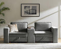 HULALA HOME 88" Loveseat Sofa with USB Port and Console, Oversized 2 Seater Sofa with Storage Ottoman, Comfy Upholstered Loveseat Couch for Living Room Bedroom, FSC Certified, Grey-Ruum Studio Home