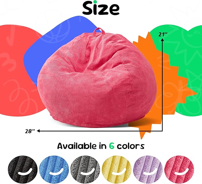Hobestluk 2.5FT Bean Bag Chair Beanbags Small Bean Bag Chair with Filler Included Teardrop Bean Bag with Removable Cover for Bedroom Living Room (Small, Pink)-Ruum Studio Home