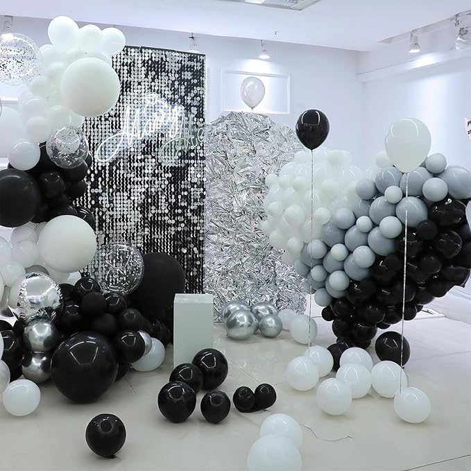 Black Linking Balloons, 100PCS Linked Balloon with Tail for Balloon Wall Arch and Chains, Quick Linkable Balloons for Wedding Birthday Baby Shower Engagement Graduation Party Decorations (10inch)-Ruum Studio Home