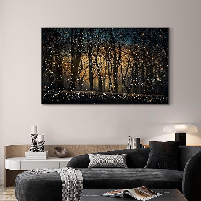 SIGNWIN 30"x60" Extra Large Framed Wall Art Magical Firefly Night Forest, Enchanted Woodland Scene for Home Living Room Bedroom Decor (Frame Assembly Required)-Ruum Studio Home