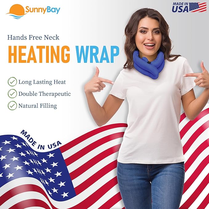 SunnyBay Microwave Heating Pad, Microwavable Heated Neck and Shoulder Wrap, Hands-Free Weighted Moist Hot or Cool Pack, Soft Fleece Cover and Flaxseed Filling, 26 Inch Length, SkyBlue-Ruum Studio Home