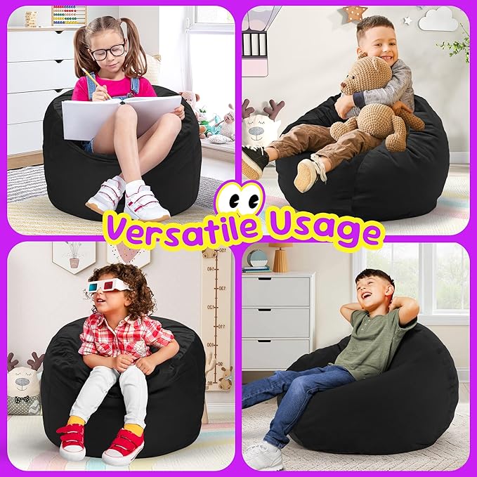 Hobestluk Bean Bag Chairs 2.5FT Bean Bag Chair with Memory Foam Filled & Machine Washable Cover,Beanbag Chair, Small Bean Bag Chairs for Playroom, Living Room, Bedroom-Ruum Studio Home