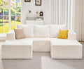 Hobestluk Modular Sectional Sofa Memory Foam Couch Oversized Sectional Sofa 3-Seater with Chaises Cloud Couch with Removable Cover U Shaped Sofa for Living Room (Strip White, U Shape)-Ruum Studio Home