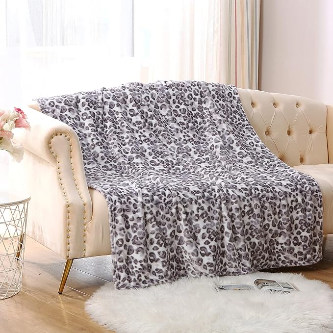 MERRYLIFE Cheetah Throw Blanket for Couch | Soft Decorative Ultra-Plush Colorful| Throw Size Travel Blanket Plush|(50" 60", Snow Leopard)-Ruum Studio Home