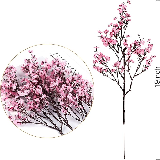 Sggvecsy 6 Pcs Babys Breath Artificial Flowers Gypsophila Bouquets Bulk Real Touch Fake Silk Flowers for Home Wedding DIY Floral Arrangement Kitchen Table Centerpiece Festival Decoration (Pink)-Ruum Studio Home