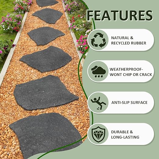3 Pack Rubber Stepping Stones Outdoor Garden Rubber Pavers Pathway Walkway Paving Stones-Ruum Studio Home
