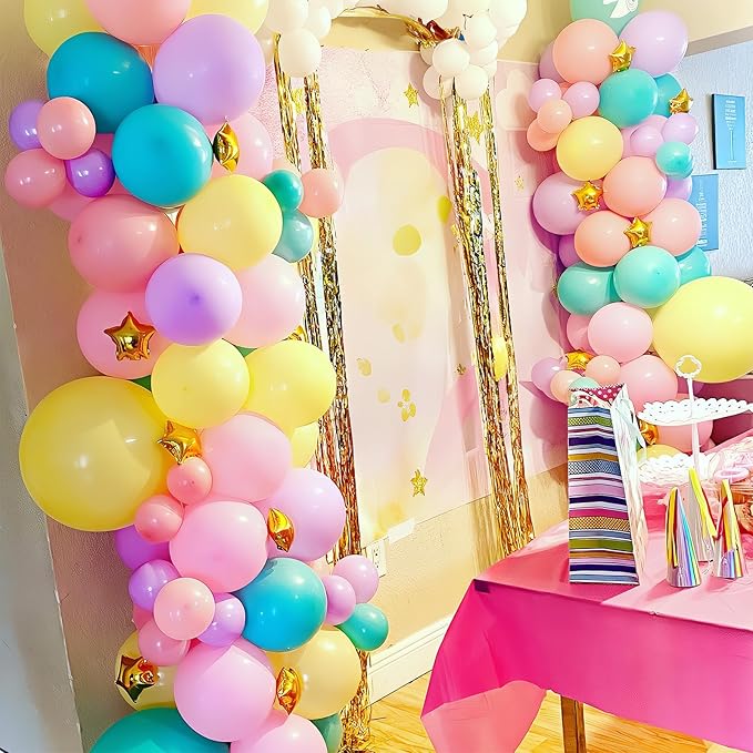 Pastel Balloons 60 Pcs Metallic Pink Purple Teal Blue Yellow Multicolor Latex Balloon Macaron Rainbow Pastel Color Party Balloons for Girls Birthday Baby Shower Bridal Wedding Party Decorations-Ruum Studio Home