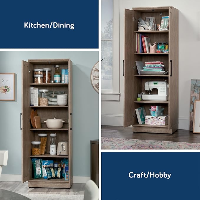 HomePlus Kitchen Pantry Storage Cabinet with Adjustable Shelves, Laundry Bathroom Storage Cabinet, Brushed Oak Finish-Ruum Studio Home