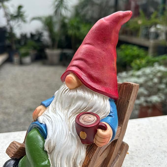 Drinking Coffee Faceless Garden Gnome Statue Decoration 7.1" Figurine Ornament for Indoor Outdoor Home Patio Yard Lawn-Ruum Studio Home