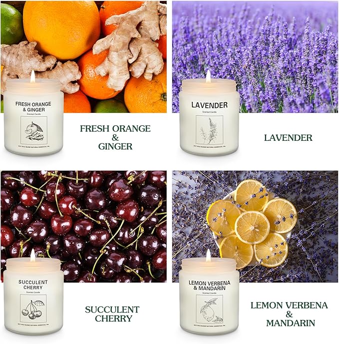 Natural Soy Wax Aromatherapy Candles - 4 Pack 7.1oz, Over 240 Hours Burn Time, Scented Candles Gifts for Women - Lavender-Ruum Studio Home