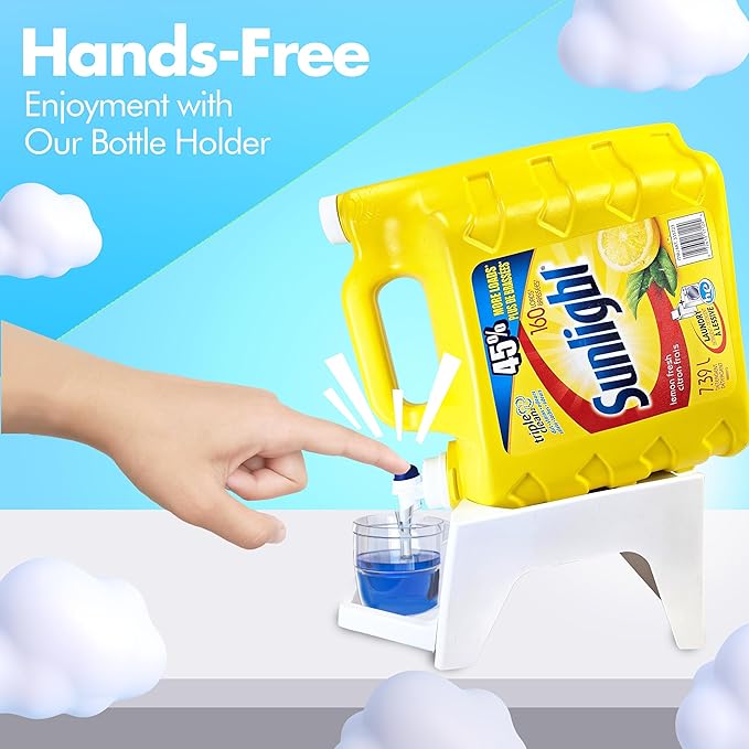 TidyFriend Laundry Detergent Dispenser with Tray & Strap, Laundry Soap Dispenser with Non-Slip Rubber Feet for Washing Room Organization, Easy Pour (White)-Ruum Studio Home