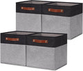 HNZIGE Cube Storage Baskets,Fabric Storage Cubes 12 x 12, Set of 4,Decorative Storage Baskets for Organizing with Handles,Closet Bins for Shelf Organizer Home Toy Nursery Closet(Black Gray)-Ruum Studio Home