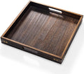 Yangbaga Serving Tray with Handles,12.5"*12.5"Wood Decorative Tray for Living Room,Modern Coffee Table Tray,Square Large Serving Platters for Home Decor,Ottoman,Bed,Kitchen,Bathroom, Breakfast,Bar-Ruum Studio Home
