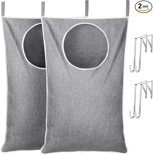 Lifewit 2 Pack Over Door Laundry Hamper, Large Collapsible Hanging Laundry Hamper, Hanging Laundry Basket Bag for Bathroom Bedroom Dirty Clothes Storage Organizer, Light Gray-Ruum Studio Home