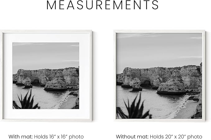 HAUS AND HUES Solid Oak Wood 20”x20” Picture Frames Matted to 16”x16” Set of 3-3 Piece White Square Frames, 20x20 White Picture Frames for Wall, White Frames 20 x 20, Gallery Wall Frame Set-Ruum Studio Home