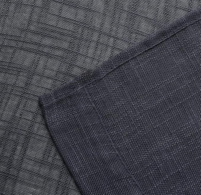 MIUCO Semi Sheer Curtains Poly Linen Textured Solid Grommet Curtains 95 Inches Long for Bedroom 2 Panels (2 x 37 Wide x 95" Long) Charcoal Grey-Ruum Studio Home
