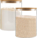 YUNCANG Glass Storage Jars,2 PACK -108oz/3200ml Clear Glass Food Storage Containers with Airtight Bamboo Lid Stackable Kitchen Canisters for Candy,Cookie,Rice,Sugar,Flour,Pasta,Nuts and Spice Jars-Ruum Studio Home