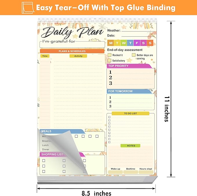 Daily planner notepad - Undated Daily Planner 52 Sheets 8.5" X 11" Daily for To-Do Lists, Habit Tracking, Academic Scheduling, and Productivity Goals - Perfect for Work, Home, and Office Organization| Rainbows-Ruum Studio Home