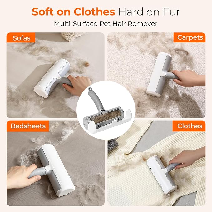 Pet Hair Remover - Reusable Lint Roller for Cats and Dogs, Effortlessly Removes Fur from Furniture, Carpets, Bedding, and Clothing, Static Cling Technology, Self-Cleaning Design-Ruum Studio Home
