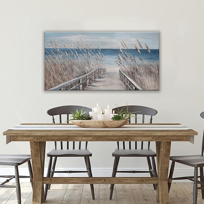 Dimpaga Canvas Wall Art Decor Modern Wall Art for Living Room Landscape Coastal Wall Art Prints Blue Beach Wall Art Decorations Seascape Art Work for Wall Decor Bedroom Office Decor 20" X 40"-Ruum Studio Home