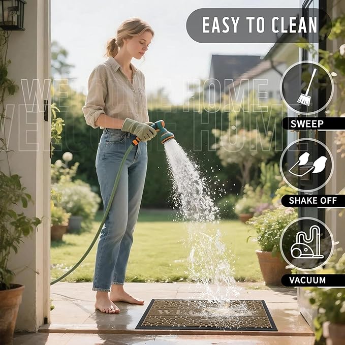 Yimobra Welcome Mat Outdoor Indoor, All-Season Waterproof Front Door Mat Outside Entrance, All-Weather Heavy Duty Non-Slip Doormat, Low Profile Porch Patio Entrance Mats, 60x36, Coffee-Ruum Studio Home