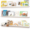 Picture Ledge Shelf for Wall, 56 inches Solid Pine Wood Nursery Book Shelves 3 Packs, Floating Ledge Shelves for Kids' Room Bedroom Bathroom Long Floating Shelves for Wall Nursey Wall Decor, White-Ruum Studio Home