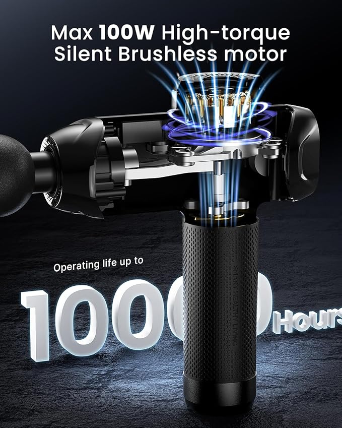 RENPHO Massage Gun Deep Tissue with 12mm Amplitude, Percussion Muscle Massage Gun, Portable Electric Handheld Massager Gun, LED Touch Display Carry Case Power-Ruum Studio Home