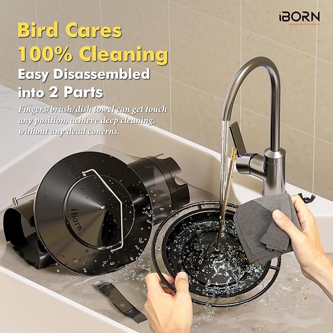 iBorn Bird Feeders for Outdoors, All Metal Mesh Tube, Holding Bird Seed for Outside Feeders,18cm Large Roof, Black, 2.8lb(Seed is not Included)-Ruum Studio Home