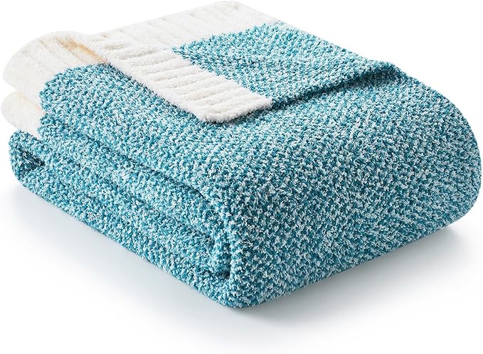 Snuggle Sac Teal Blue Oversized Throw Blankets,Super Soft Warm Cozy Throw Blankets for Couch, Knit Fuzzy Plush Blanket, Heather Teal, 50x70 inches-Ruum Studio Home