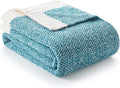 Snuggle Sac Teal Blue Oversized Throw Blankets,Super Soft Warm Cozy Throw Blankets for Couch, Knit Fuzzy Plush Blanket, Heather Teal, 50x70 inches-Ruum Studio Home