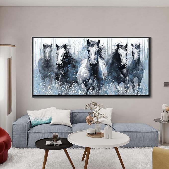 DUNHUANG ART Rustic Equine Gallop Canvas Wall Art - Stunning Horse Themed Decor for Living Room, Bedroom, Office - Horse Pictures Wall Decor 20"x40"-Ruum Studio Home