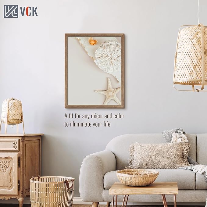 VCK 22x28 Frame 3 Pack - Brown Walnut, Natural Textured Solid Wood Poster Picture Frame, Wall Mounting Hanging-Ruum Studio Home