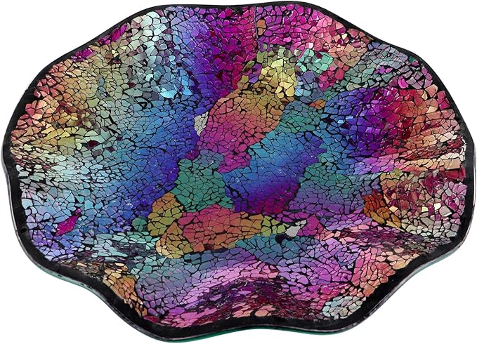 MDLUU Mosaic Centerpiece Tray, 11.6" Decorative Glass Plate, Home Decor Glass Bowl for Dining Room Table, Coffee Table, Gift (Multicolored Purple)-Ruum Studio Home