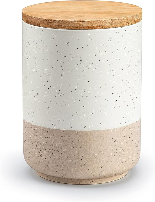 vancasso Sabine Coffee Storage Jar, 36 Oz Ceramic Kitchen Canister with Airtight Wood Lids, Coffee Container for Ground Coffee, Tea, Sugar, Nuts, Candy, Spices-Ruum Studio Home