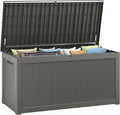 260 Gallon Resin Deck Box, Large Indoor and Outdoor Storage Box, Weatherproof and UV Resistant Outdoor Storage Box with Built-in Steel Beams for Patio Cushions, Pool Supplies-Ruum Studio Home