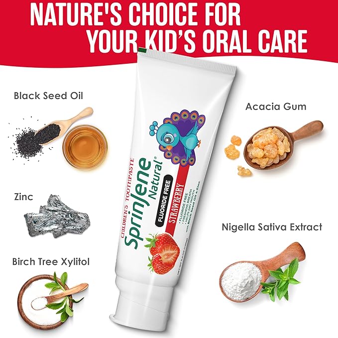 SprinJene Natural Kids Toothpaste, Strawberry | Natural Children’s Toothpaste | Fluoride Free Toothpaste for Toddlers | 1 Pack-Ruum Studio Home