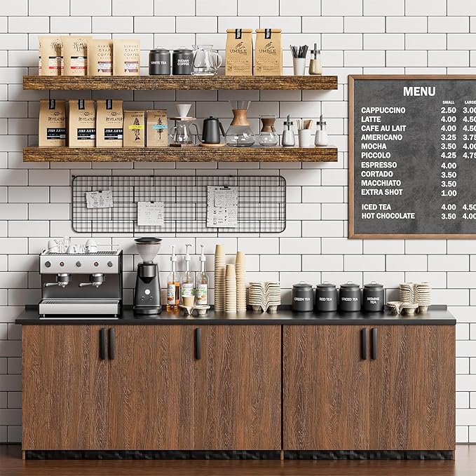 Heimlove 40 Inches Floating Shelves for Wall,9.3" Deep Rustic Brown Long Floating Shelves Set of 2,Large Display Shelf & Storage Shelf,Wall Shelf for Bathroom Bedroom Living Room Kitchen Office-Ruum Studio Home