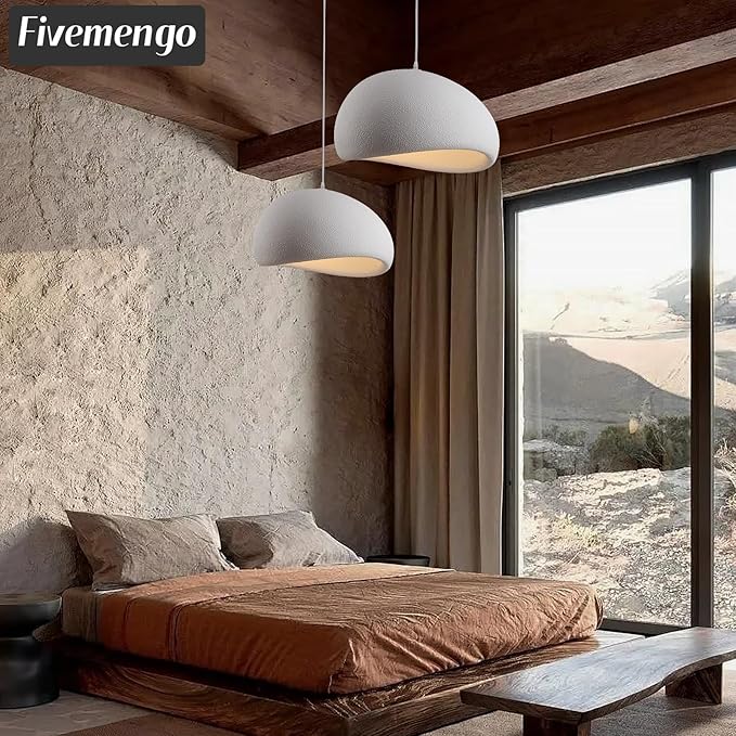19.7in Wabi Sabi Pendant Lights Kitchen Island Lighting Fixture Ceiling Mount White Modern Japanese Lamp Japandi Chandelier for Dining Living Room Hallway Bedroom Restaurant Hanging Lamp-Ruum Studio Home
