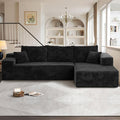 104" Cloudy Sectional L Shaped Couch for Living Room, No Assembly Required, Modular Comfy Sofa with Deep Seat, Fluffy Couch with Sleeper Chaise for Apartment Lounge (Black)-Ruum Studio Home