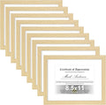 Vittanly 8.5x11 Picture Frames Set of 9, Shatter Resistant Plexiglass, Display 6x8 Pictures with Mat or 8.5x11 without Mat, Photo Frames for Wall or Tabletop, Engineered Wood, OAK-Ruum Studio Home
