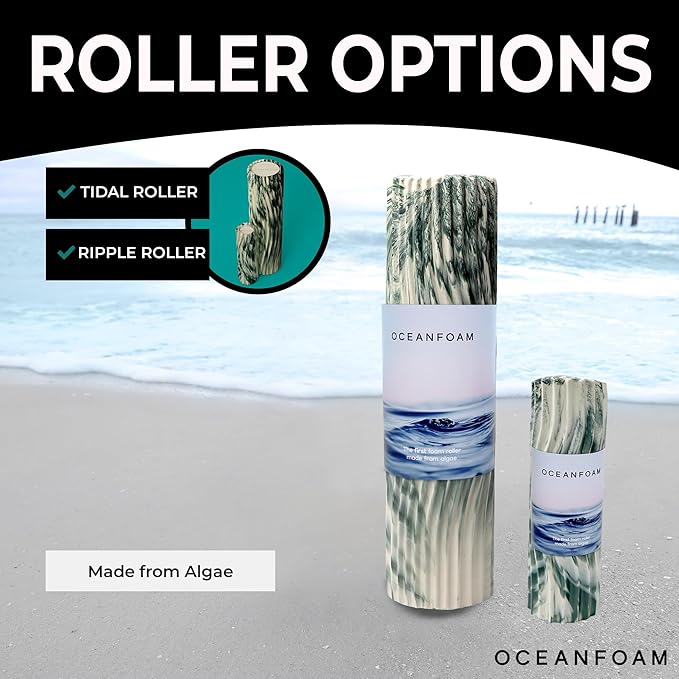 Oceanfoam Tidal Roller - Hunter Marbled - Muscle Massage Foam Roller for Back Pain & Stretching - Firm and Ergonomic Wide Wave Textured - Yoga, Athletics, & Wellness - Full Size, 20" x 5"-Ruum Studio Home