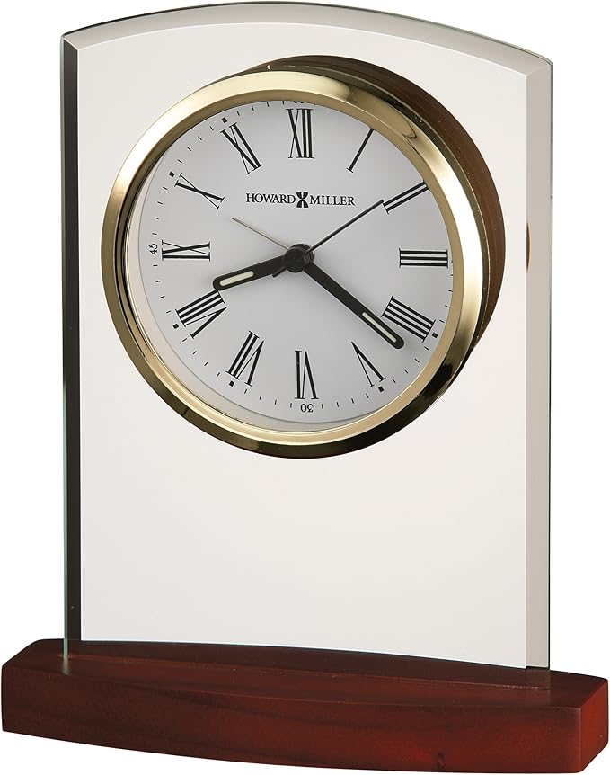 Howard Miller Marcus Tabletop Clock – Decorative Tabletop Clock with Modern Alarm & Quartz Movement, Silent Ticking, Wooden Base & Roman Numeral Design for Home, Office, Kitchen & Table Decor-Ruum Studio Home