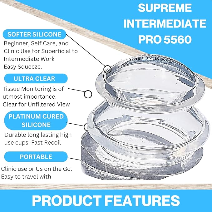 Cupping Warehouse Supreme 4 Intermediate Pro 5560 Beginner Silicone Cupping Set – 4 Cups for Body Sculpting, Massage Therapy, Pain Relief, Cellulite Reduction (S1.3, M1.6, L2.1, XL2.75)-Ruum Studio Home