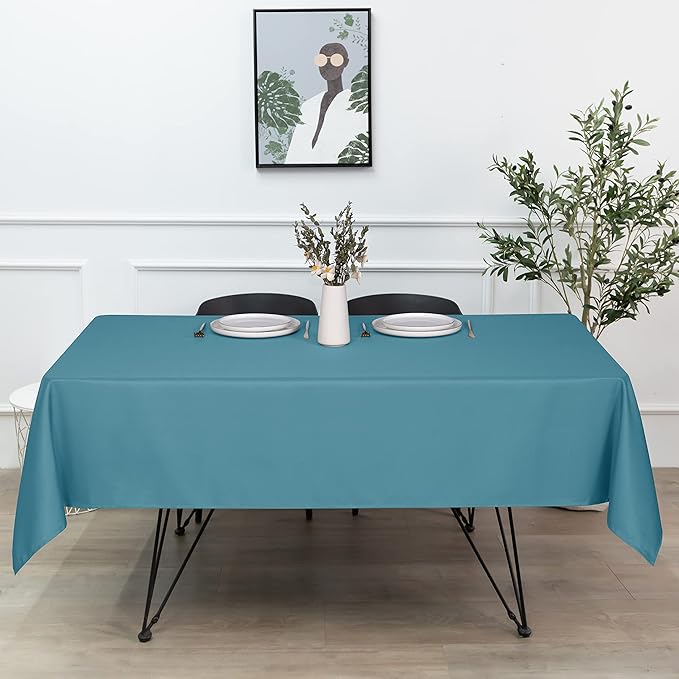 sancua Rectangle Tablecloth - 54 x 78 Inch - Stain and Wrinkle Resistant Washable Polyester Table Cloth, Decorative Fabric Table Cover for Dining Tables, Buffet Parties and Camping, Teal-Ruum Studio Home