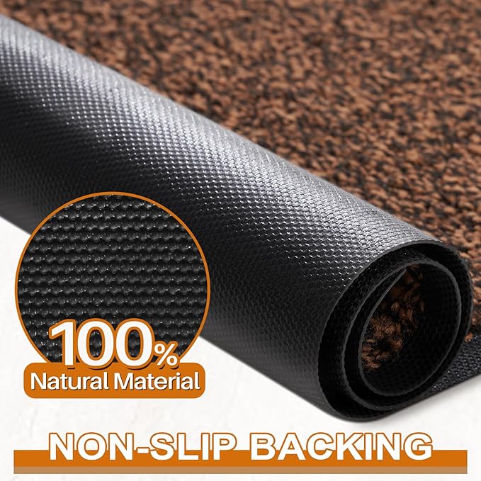 Mibao Front Door Mat, Dirt Trapper Welcome Mat for Outdoor Indoor, Non-Slip Waterproof Doormat, Durable Machine Washable Low Profile Entry Rug for Back Door Outside Patio Porch, 60" x 36", Brown-Ruum Studio Home