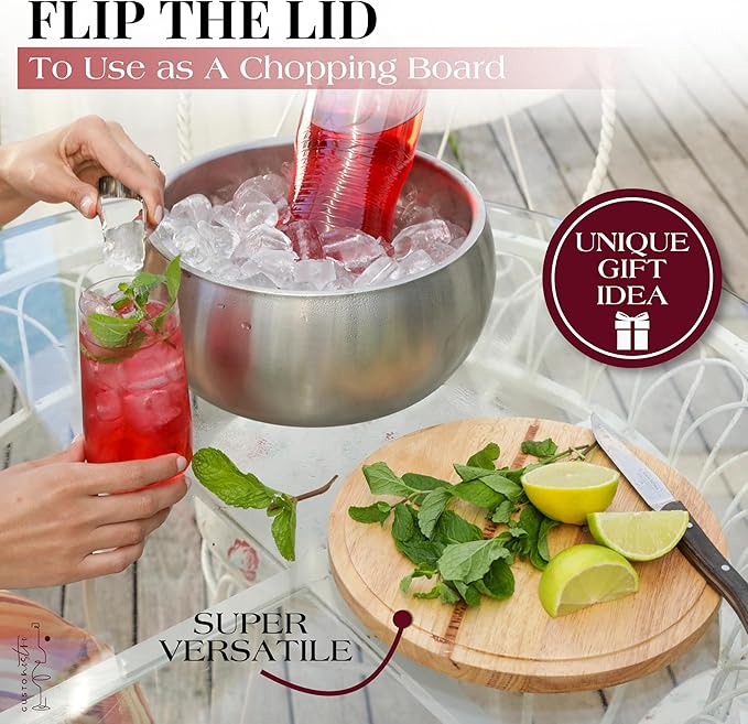 Gusto Nostro 4.1L Insulated Ice Bucket with Lid and Tongs, Double Wall Stainless Steel Ice Bucket Large, BPA Free Ice Bucket for Cocktail Bar, Keeps Champagne, Wine, Beer Chill for Parties-Ruum Studio Home