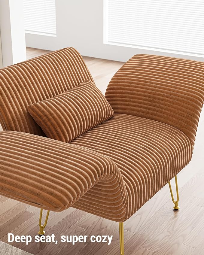 Txtin's Comfy Accent Chair Reading Chair for Bedroom Cozy Wing Arm Living Room Single Sofa Chair with Angle Adjustable Arms Brown Corduroy Easy Assembly-Ruum Studio Home