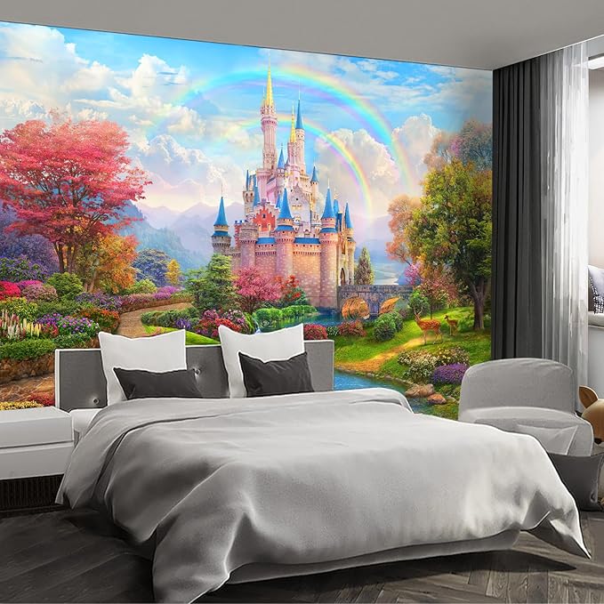 Castle Wall murals Peel and Stick Wallpaper for Bedroom Nursery Room - 108"x157"-Ruum Studio Home